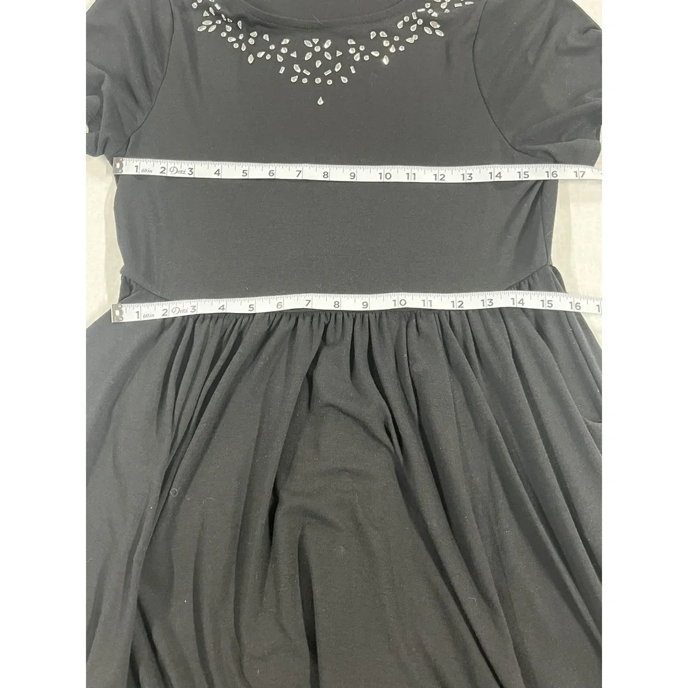 Torrid Black Embellished Neck Skater Midi Short Sleeve Cocktail Dress Size 10‎ - Picture 8 of 10